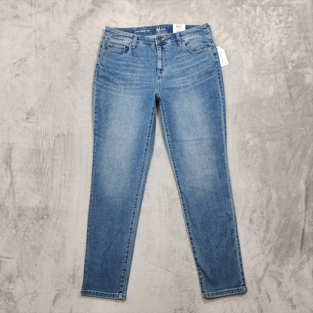 NEW Style&Co Jeans Womens 12 Blue Mid Rise Curvy Skinny Leg Stretch Denim Casual
